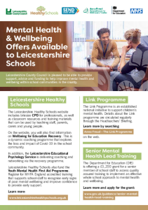 Mental Health & Wellbeing Offers Available to Leicestershire Schools