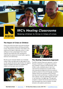 IRC Healing Classrooms Helping children to thrive in times of crisis